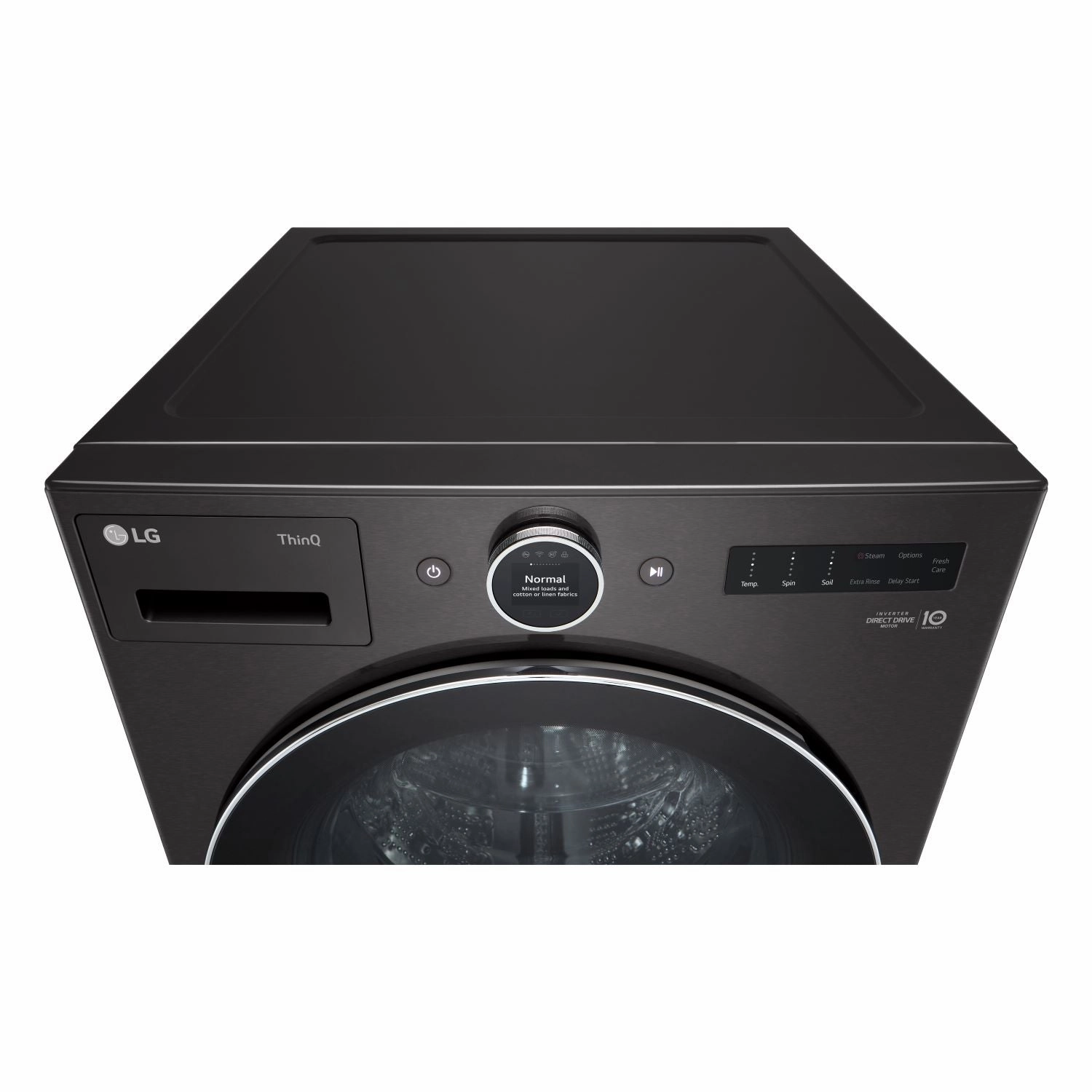 LG Black Steel Front Load Washer with AI DD 2.0 and LCD Knob (5.8 cu. ft) & Ultra Large Capacity Smart Front Load Dryer with Built-In Intelligence & TurboSteam (7.4 cu. ft) - WM6700HBA/DLEX6700B