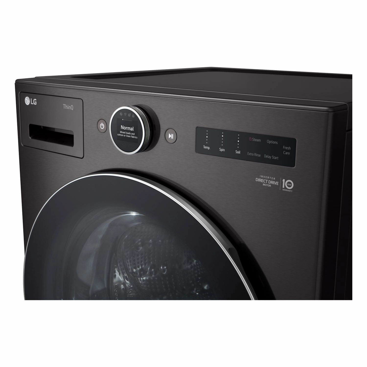 LG Black Steel Front Load Washer with AI DD 2.0 and LCD Knob (5.8 cu. ft) & Ultra Large Capacity Smart Front Load Dryer with Built-In Intelligence & TurboSteam (7.4 cu. ft) - WM6700HBA/DLEX6700B