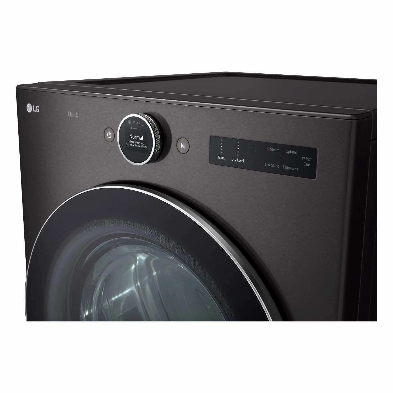 LG Black Steel Front Load Washer with AI DD 2.0 and LCD Knob (5.8 cu. ft) & Ultra Large Capacity Smart Front Load Dryer with Built-In Intelligence & TurboSteam (7.4 cu. ft) - WM6700HBA/DLEX6700B