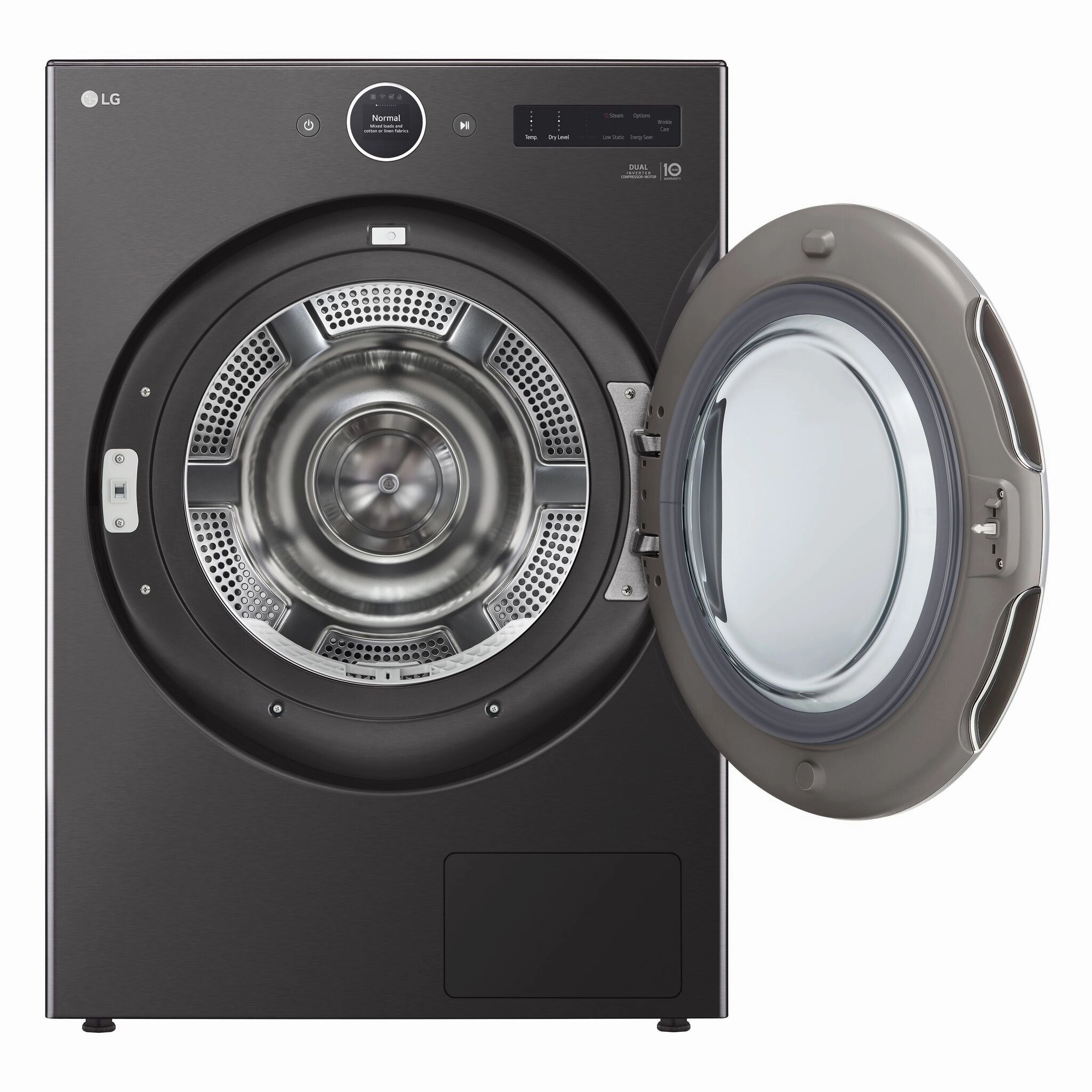 LG Black Steel Smart Front Load Dryer with Dual Inverter HeatPump Technology (7.8 Cu.ft) - DLHC6702B