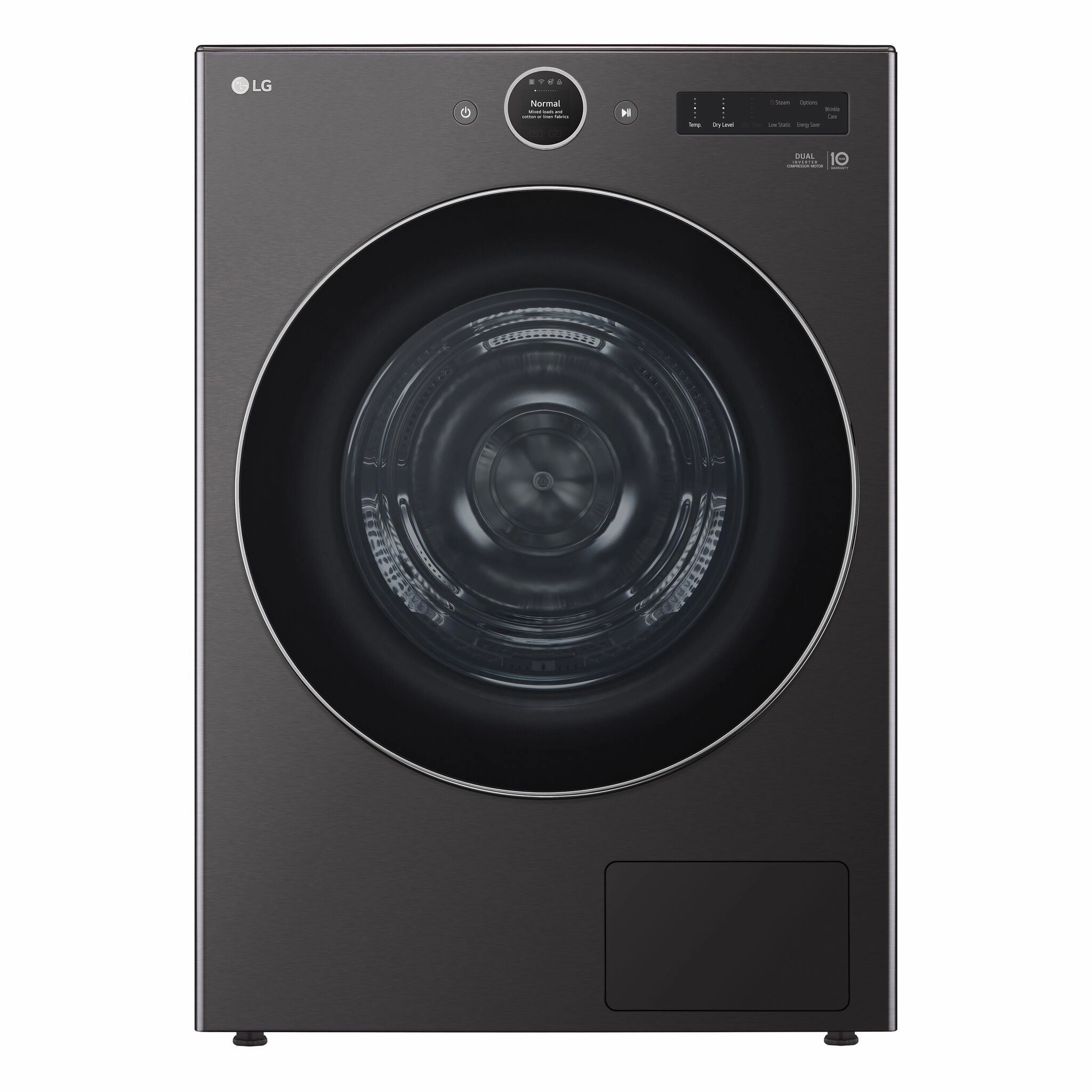 LG Black Steel Smart Front Load Dryer with Dual Inverter HeatPump Technology (7.8 Cu.ft) - DLHC6702B