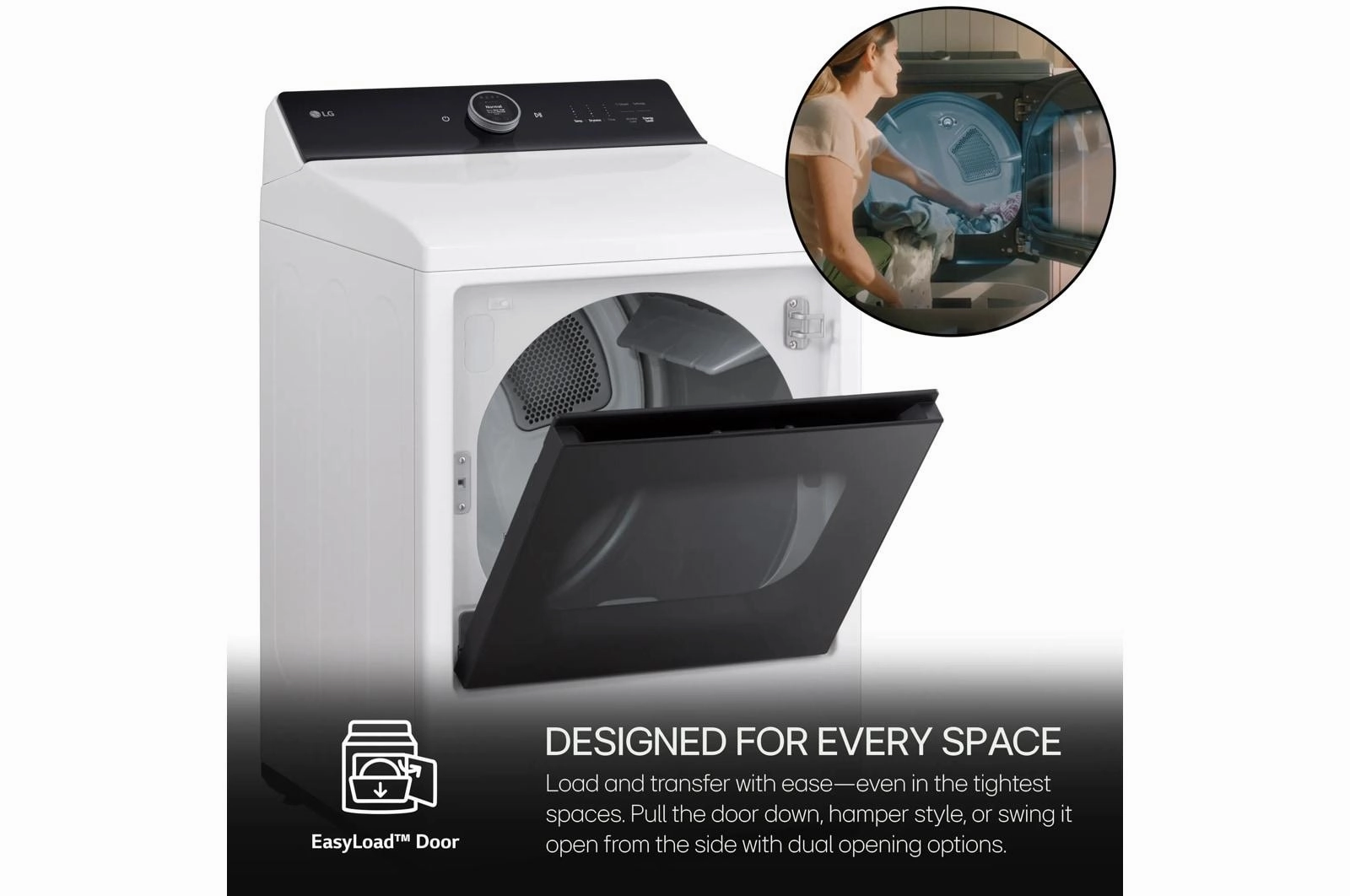 Lg DLEX8600WE 7.3 Cu.Ft. Ultra Large High Efficiency Electric Turbosteam&#8482; Lg Easyload&#8482; Door, Wi-Fi Connectivity, White