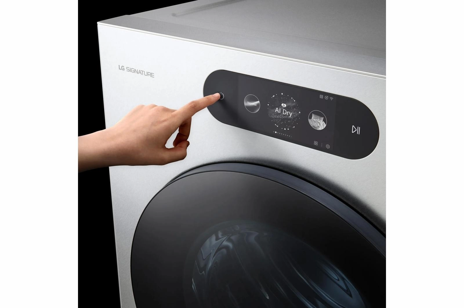 Lg DLEX9900S Lg Signature 9.0 Cu. Ft. Mega Capacity Smart Front Load Electric Dryer With Built-In Intelligence, Turbosteam And Touch Lcd Control