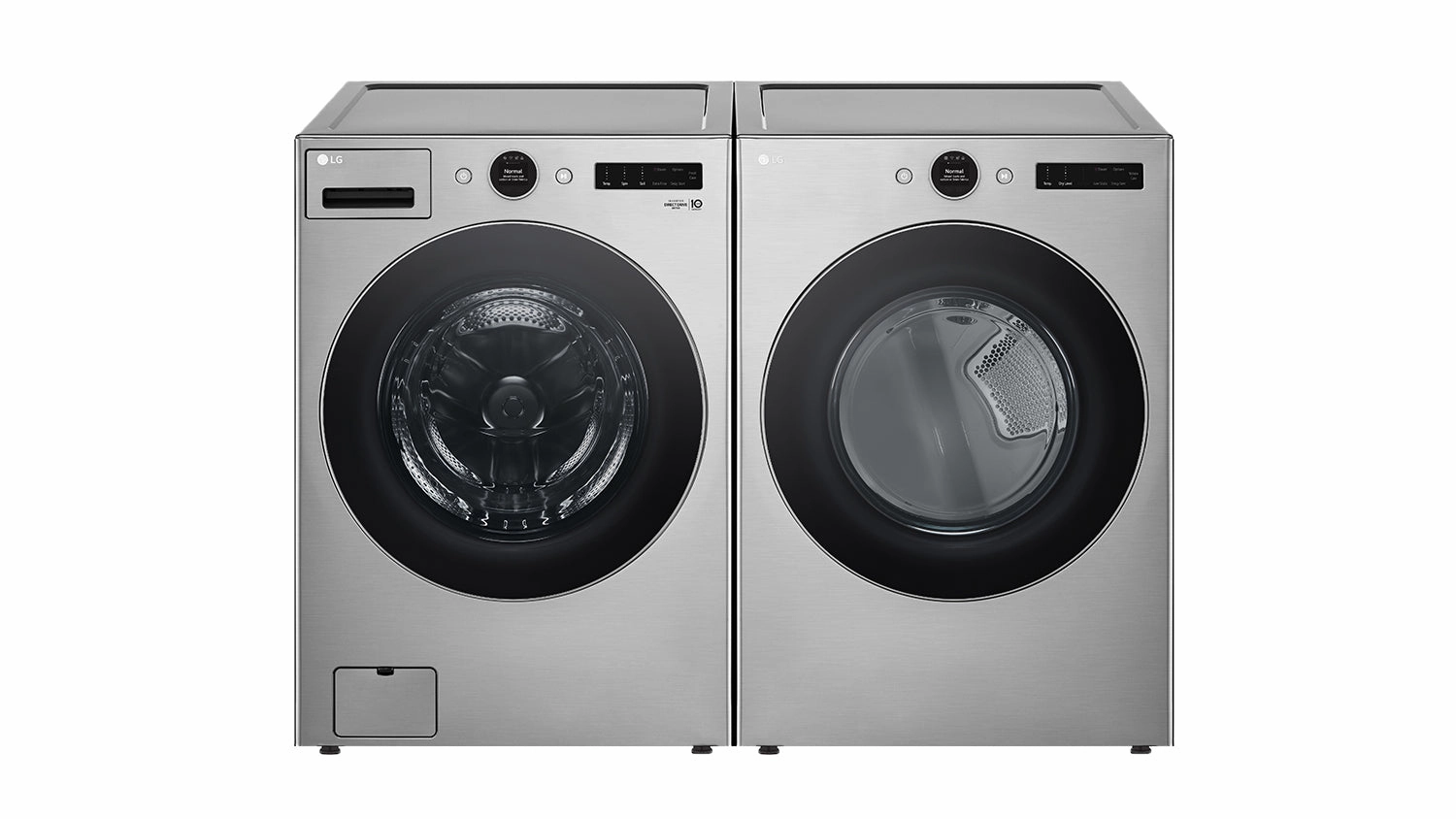 LG Graphite Steel Front Load Washer with AI DD (5.2 cu. Ft) & Ultra Large Capacity Smart Front Load Dryer with Built-In Intelligence & TurboSteam (7.4 cu. ft) - WM5500HVA/DLEX5500V
