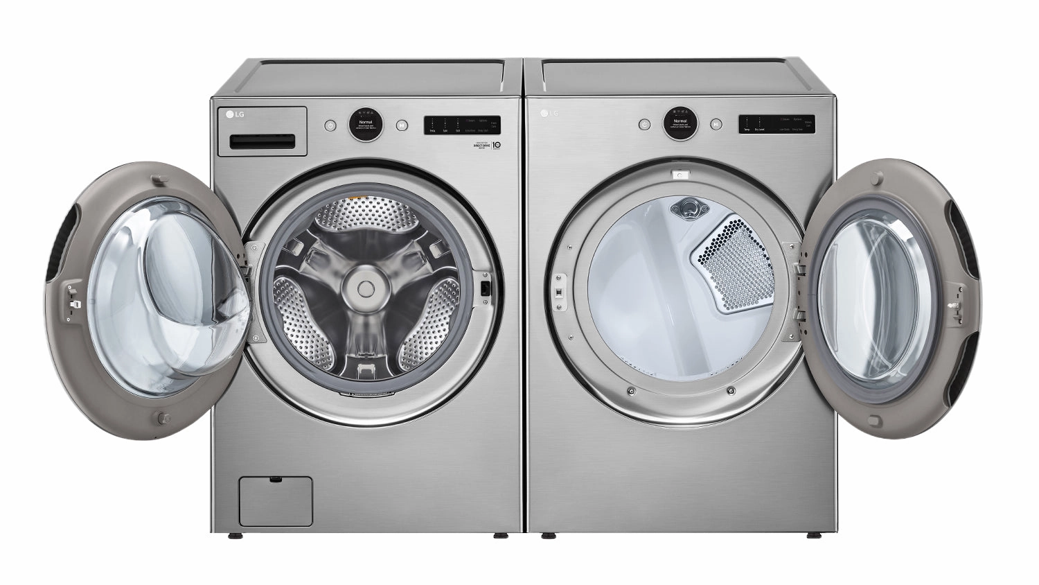 LG Graphite Steel Front Load Washer with AI DD (5.2 cu. Ft) & Ultra Large Capacity Smart Front Load Dryer with Built-In Intelligence & TurboSteam (7.4 cu. ft) - WM5500HVA/DLEX5500V