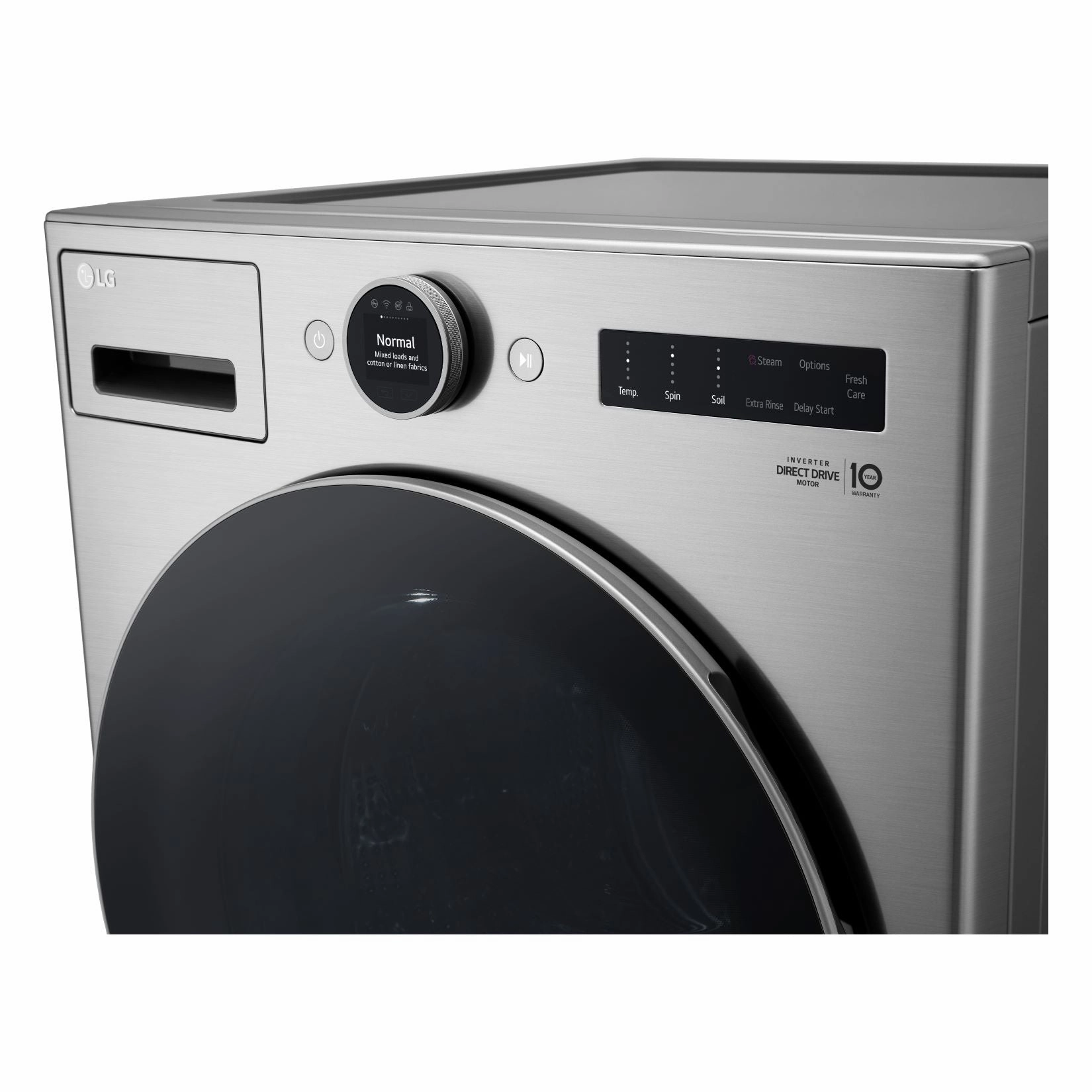 LG Graphite Steel Front Load Washer with AI DD (5.2 cu. Ft) & Ultra Large Capacity Smart Front Load Dryer with Built-In Intelligence & TurboSteam (7.4 cu. ft) - WM5500HVA/DLEX5500V