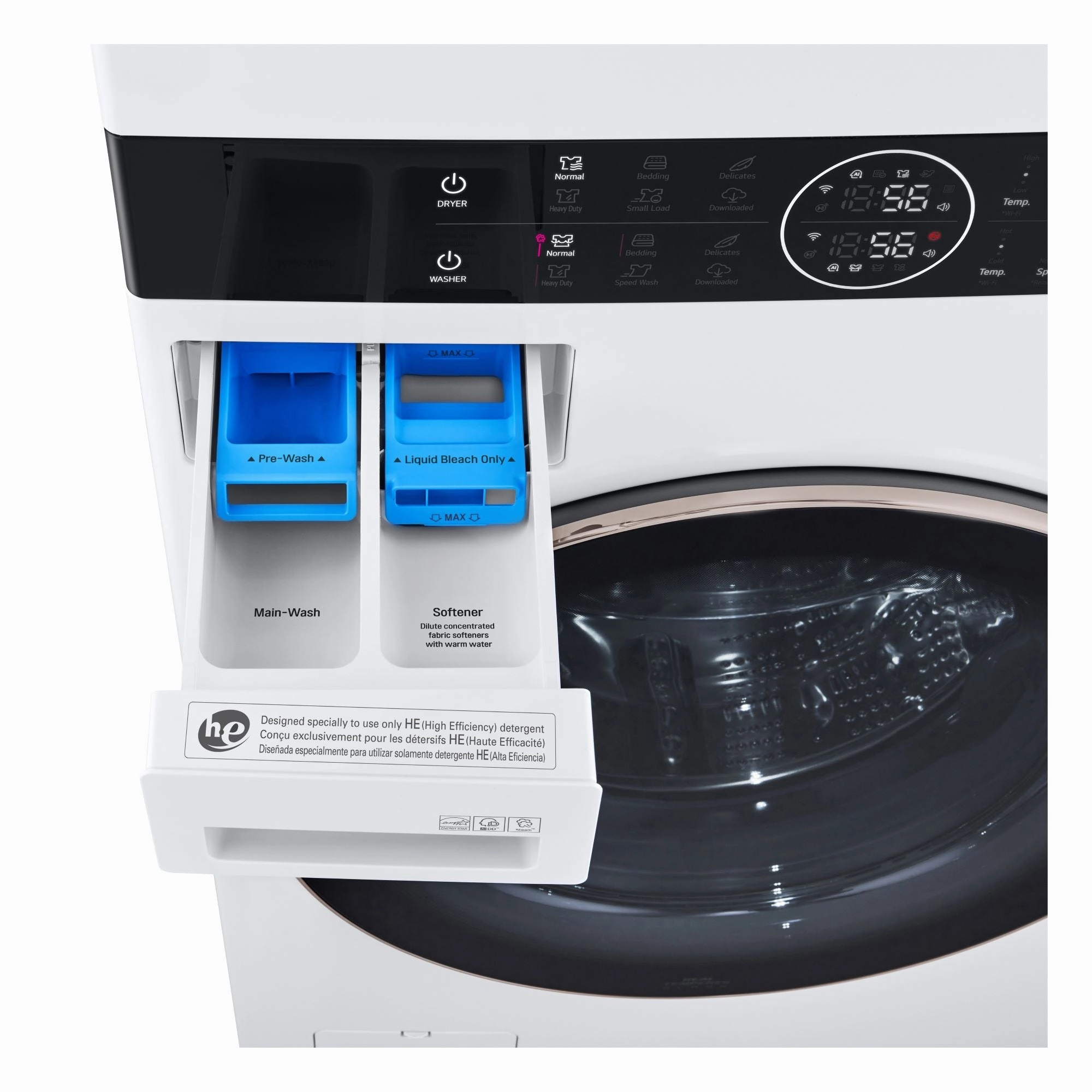 LG White Front Load LG WashTower with Centre Control 5.2 Cu.Ft. Steam Washer and 7.4 Cu. Ft. Electric Dryer - WKE100HWA