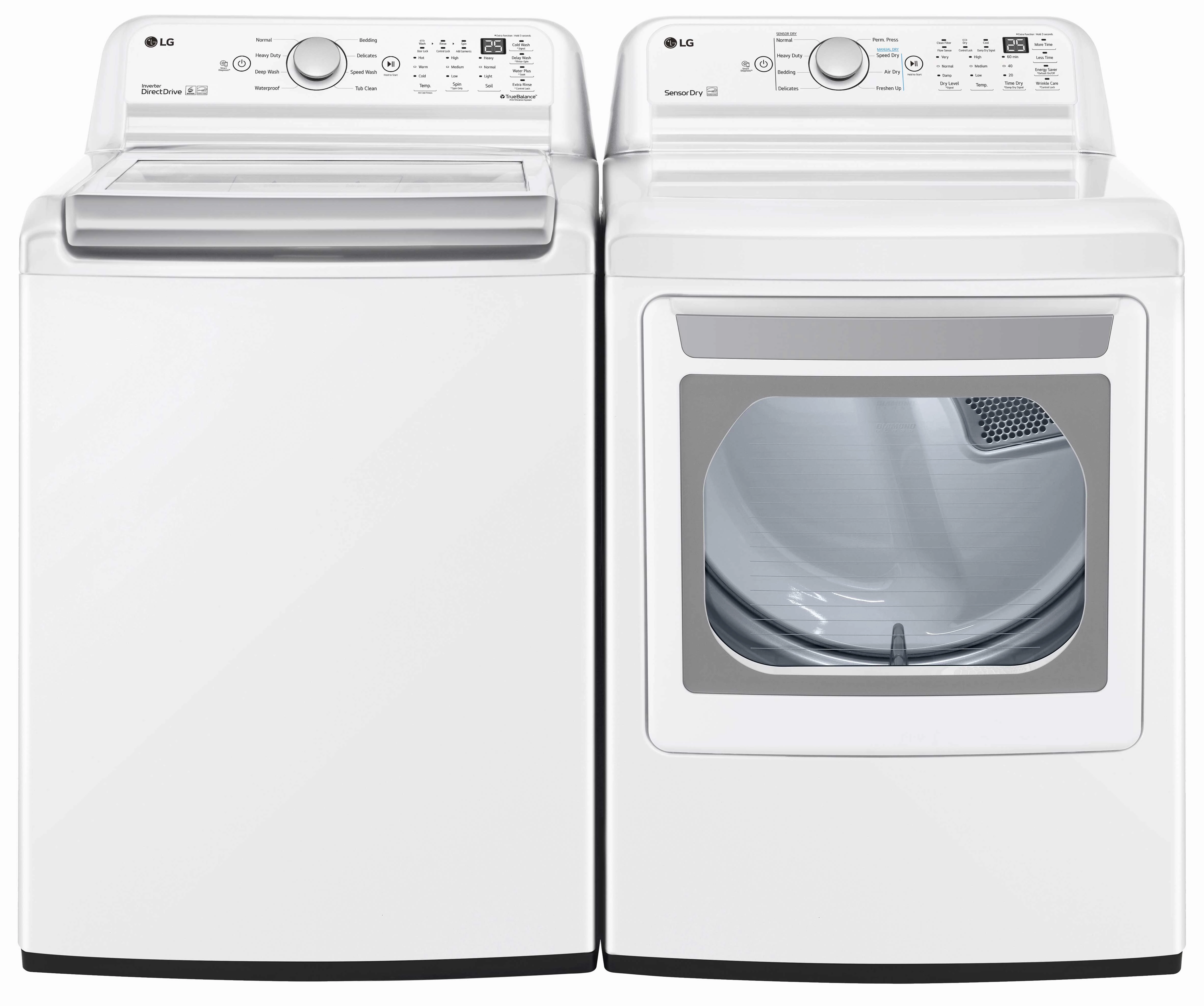 LG White Top-Load Washer (5.8 cu. ft.) & Electric Dryer (7.3 cu. Ft.) - WT7150CW/DLE7150W