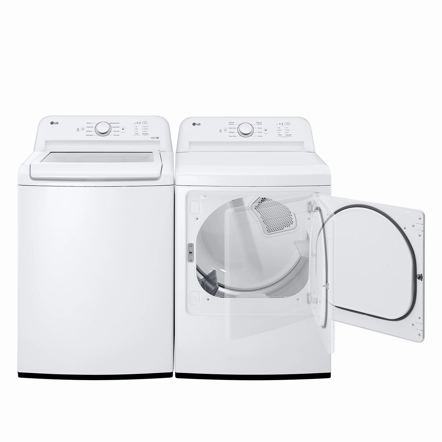 LG White Top Load Washer with Agitator and SlamProof Glass Lid (4.8 Cu. Ft) & Dryer with Sensor Dry (7.3 Cu. Ft) - WT6105CW/DLE6100W