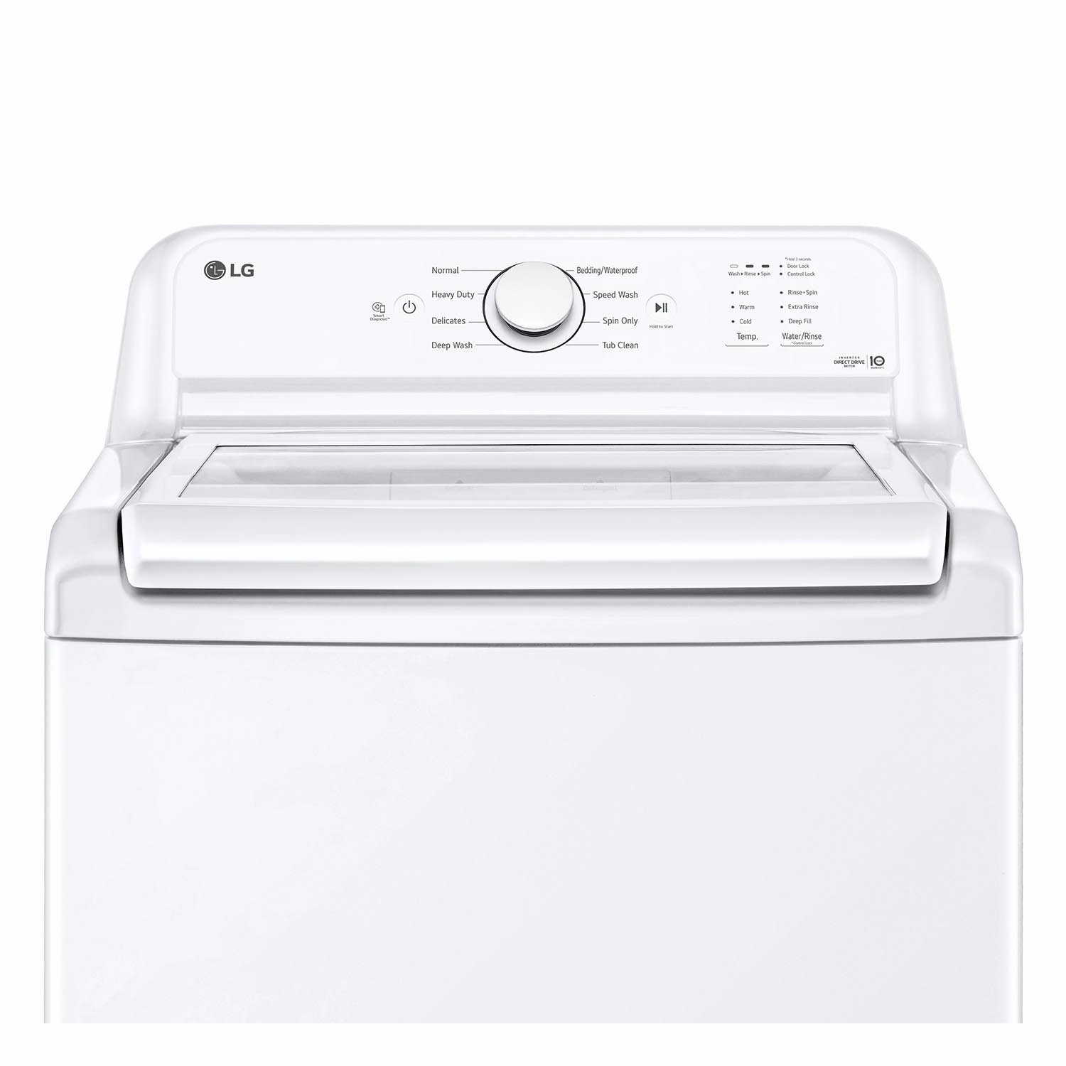 LG White Top Load Washer with Agitator and SlamProof Glass Lid (4.8 Cu. Ft) & Dryer with Sensor Dry (7.3 Cu. Ft) - WT6105CW/DLE6100W