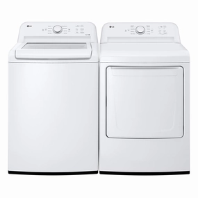 LG White Top Load Washer with Agitator and SlamProof Glass Lid (4.8 Cu. Ft) & Dryer with Sensor Dry (7.3 Cu. Ft) - WT6105CW/DLE6100W