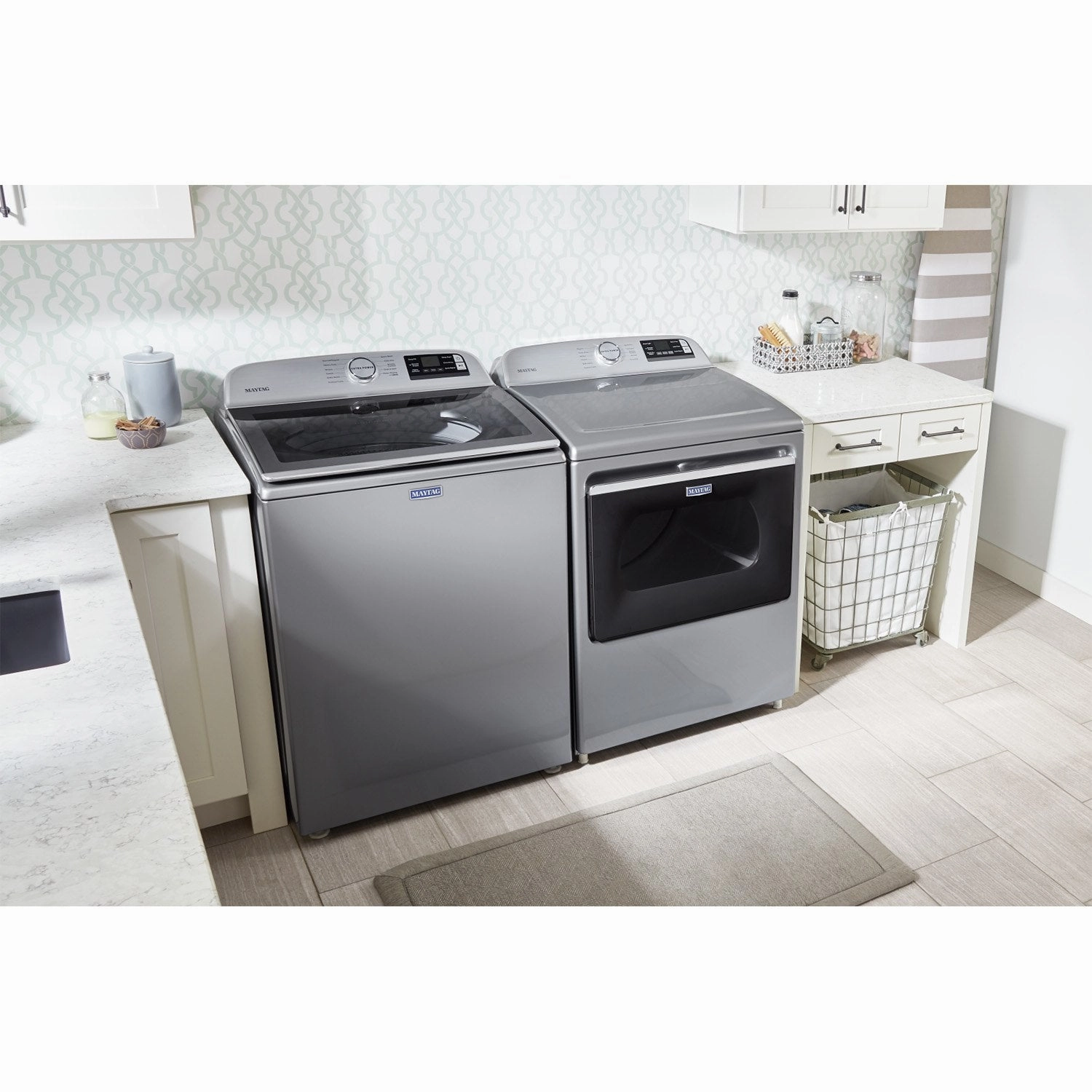 Maytag Metallic Slate Smart Top-Load Washer (5.4 cu. ft.) & Smart Gas Dryer (7.4 cu. ft.) - MVW6230HC/MGD6230HC