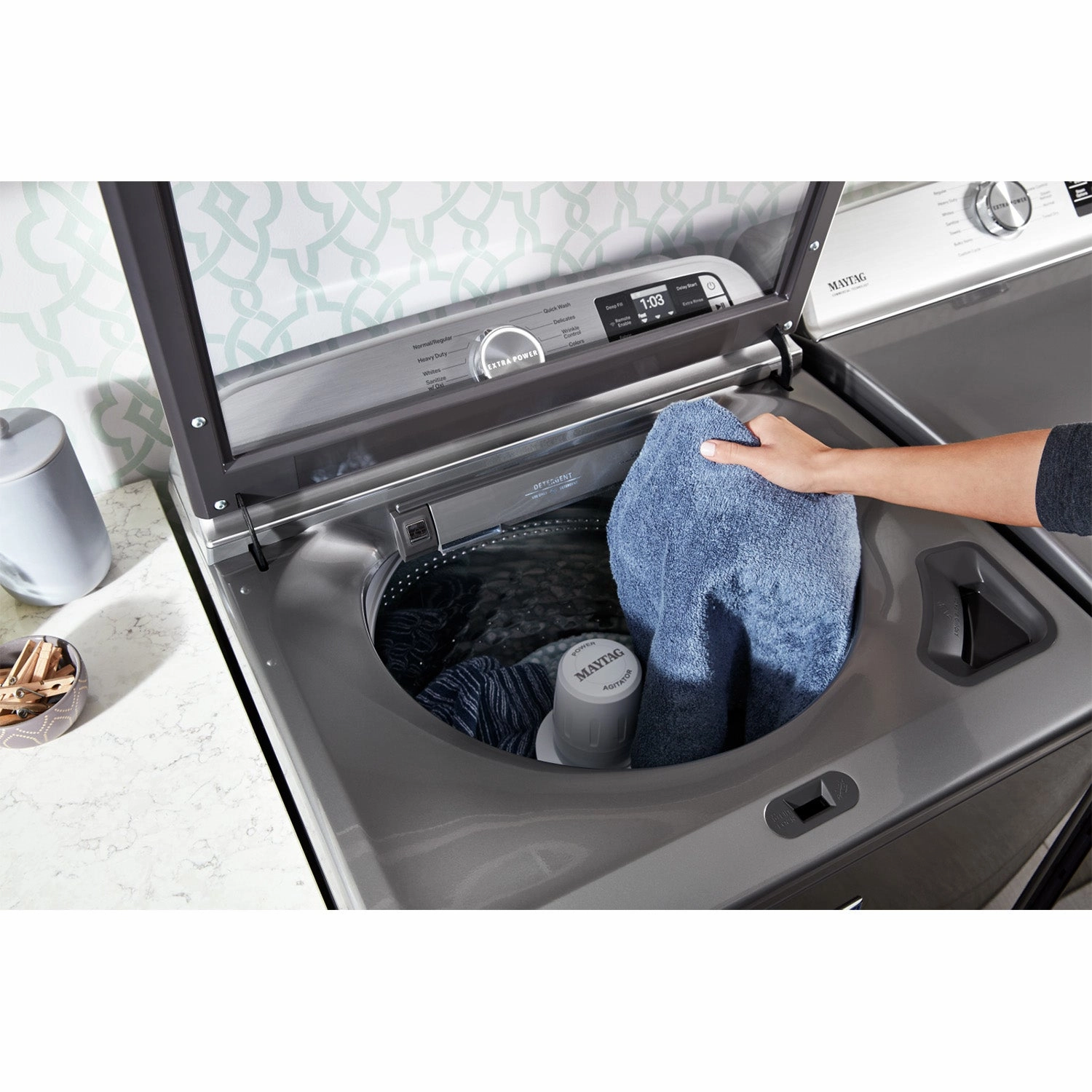 Maytag Metallic Slate Smart Top-Load Washer (6.0 cu. ft.) & Smart Gas Dryer (7.4 cu. ft.) - MVW7230HC/MGD6230HC
