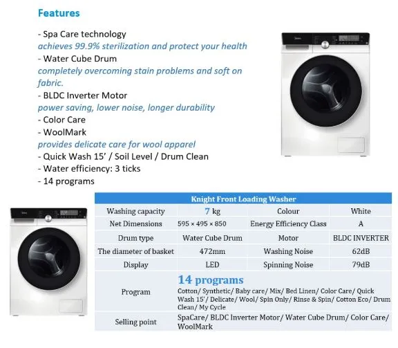 Midea MFK768W 7kg Front Load Washing Machine