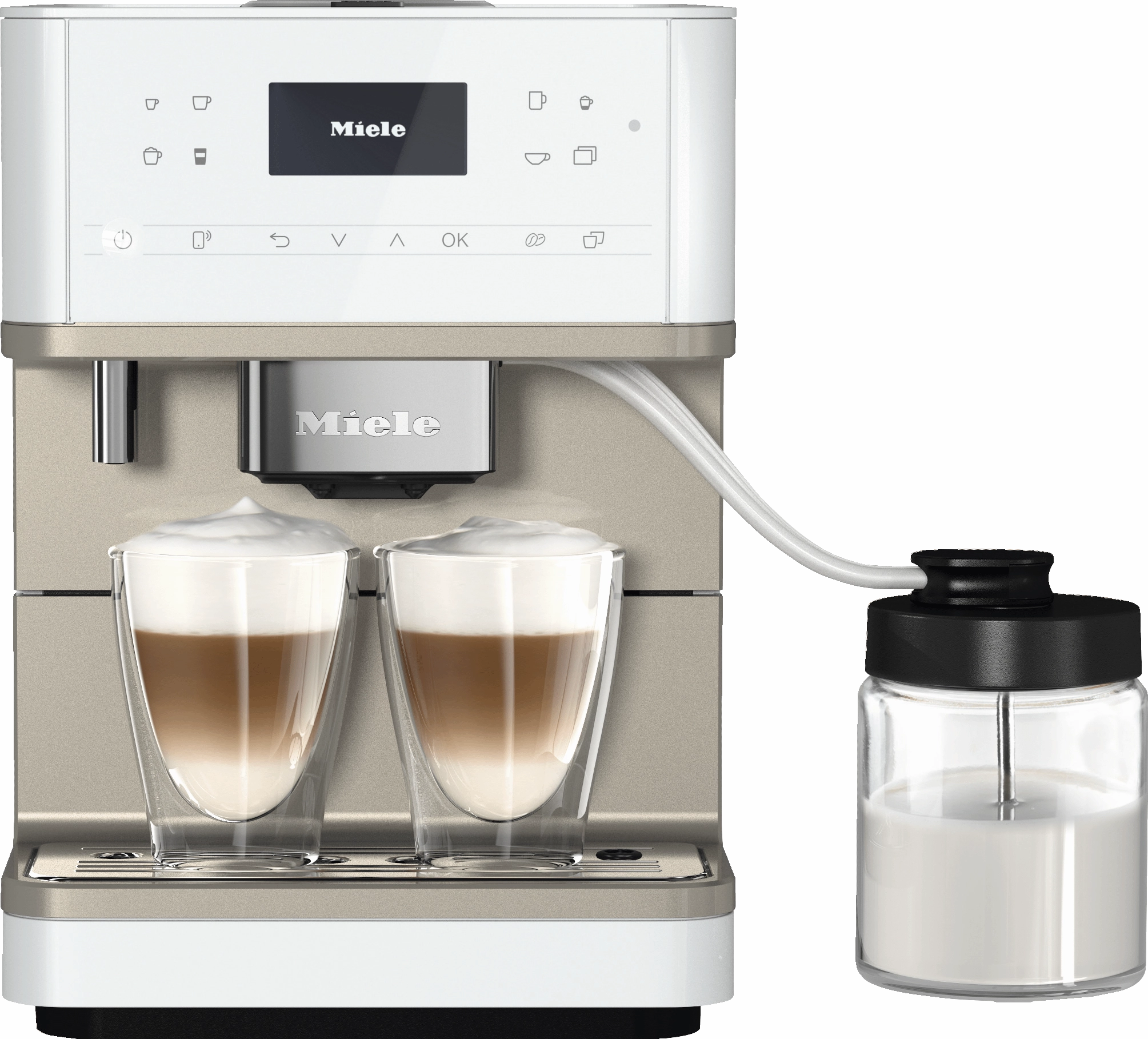 Miele CM6360 MILK PERFECTION WHITE   Countertop Coffee Machine With Wifi Conn@Ct, High-Quality Milk Container, And Many Specialty Coffees.