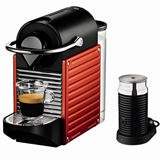 Nespresso Coffee Maker Bundle Red Pixie   Black Aeroccino3