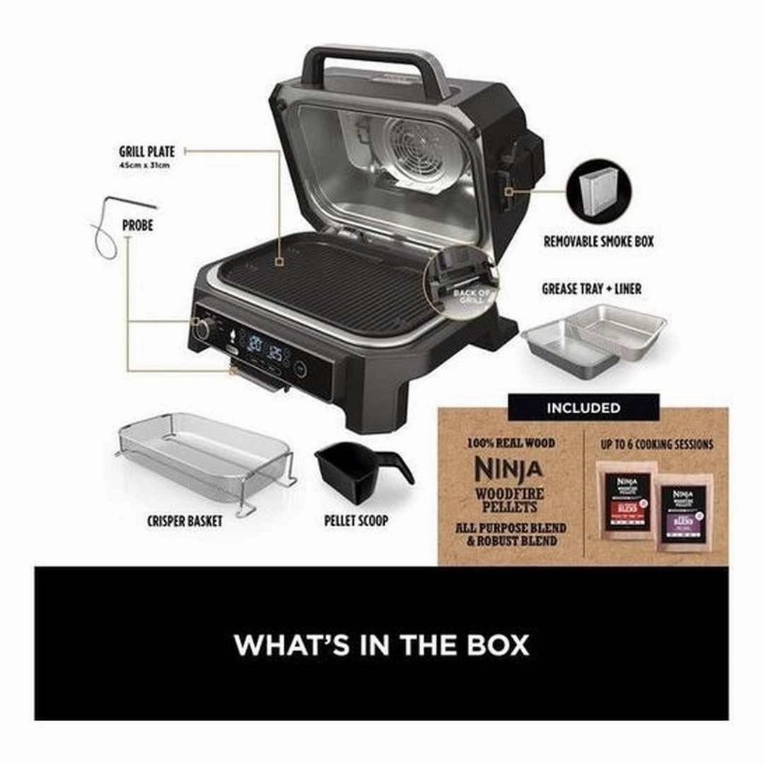 Ninja Woodfire XL Electric Outdoor BBQ Grill & Smoker | OG850UK