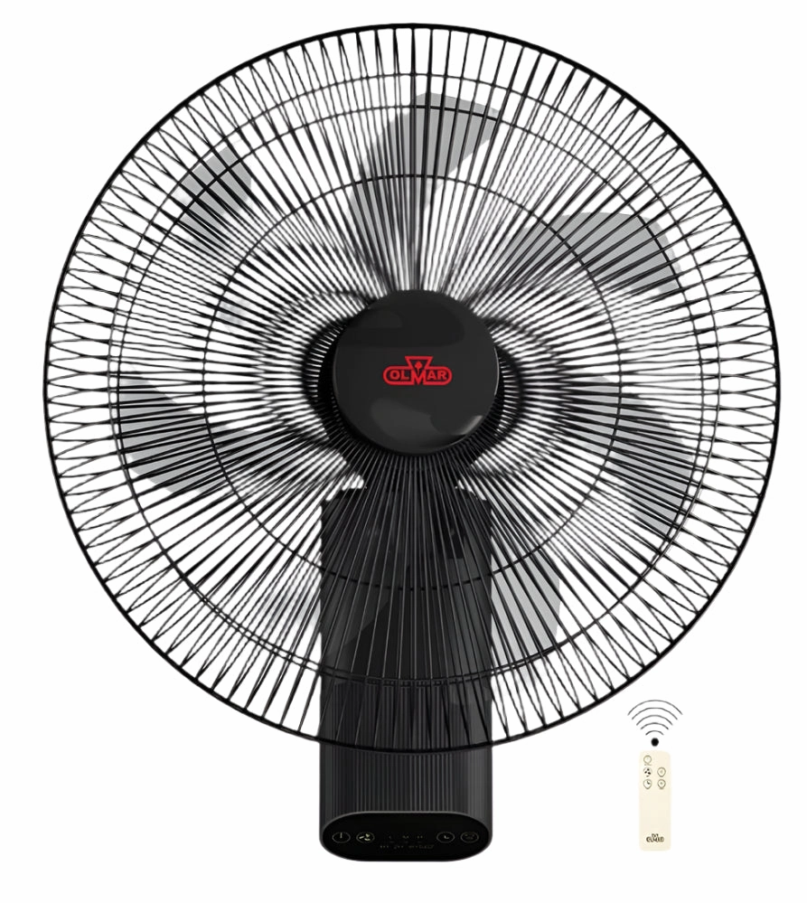 Olmar Wall Fan with Remote, 70Watts, Black / White
