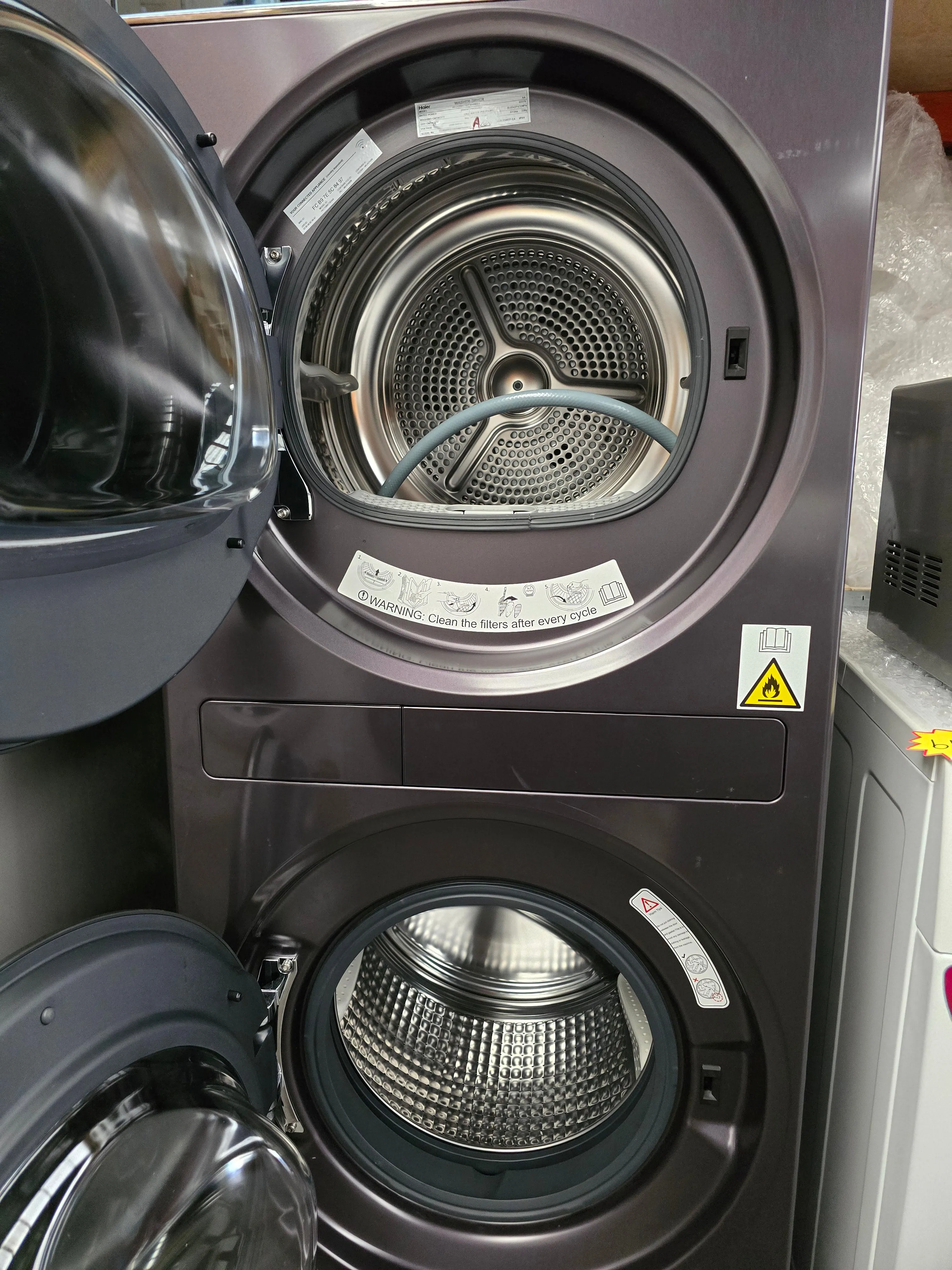 *ONLY ONE AVAILABLE* Haier 12kg Washer and 9kg Heat Pump Dryer Laundry Centre Dark Finish HLC1290CTB1 [Factory Second]