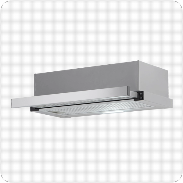PKM Under-Counter Extractor Hood | Flat Screen Hood 60 cm | silver | Grease Filter Efficiency Class E | Dishwasher Safe Grease Filter