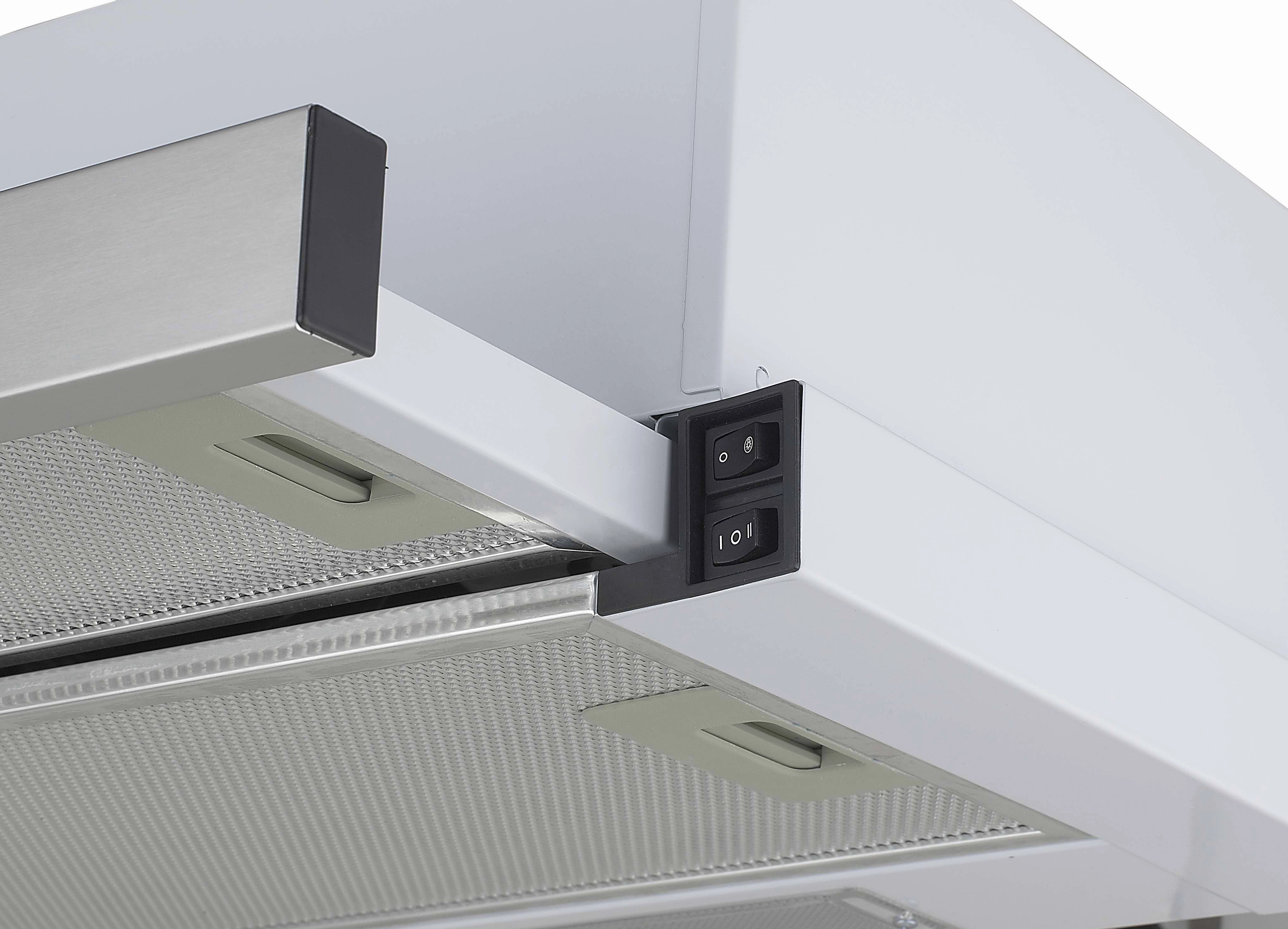 PKM Under-Counter Extractor Hood | Flat Screen Hood 60 cm | silver | Grease Filter Efficiency Class E | Dishwasher Safe Grease Filter