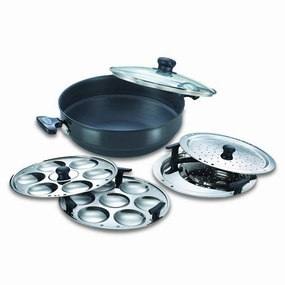 Prestige Aluminium Multi Kadhai, 4.5 L / 28cm, Black