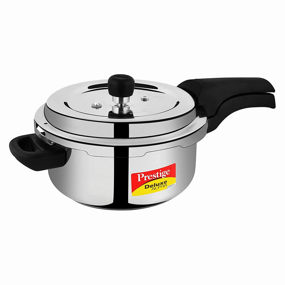 Prestige Deluxe Alpha Svachh Stainless Steel Spillage Control Pressure Cooker, 3 L (Silver)