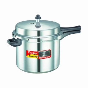 Prestige Popular Plus Induction Base Aluminium Outer Lid Pressure Cooker, 10 Litres, Silver