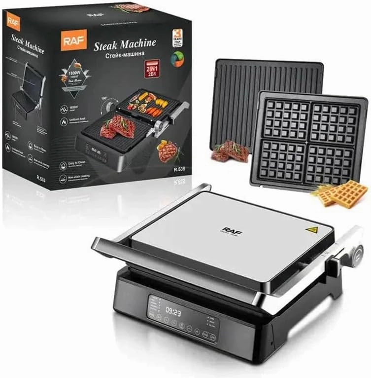 RAF 2-in-1 Steak & Waffle Machine | Non Stick Coating | Easy To Clean