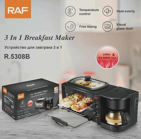 RAF 3-in-1 Breakfast Maker | Temperature  Control | Heat Evenly | Free Timing | Visual Glass Door