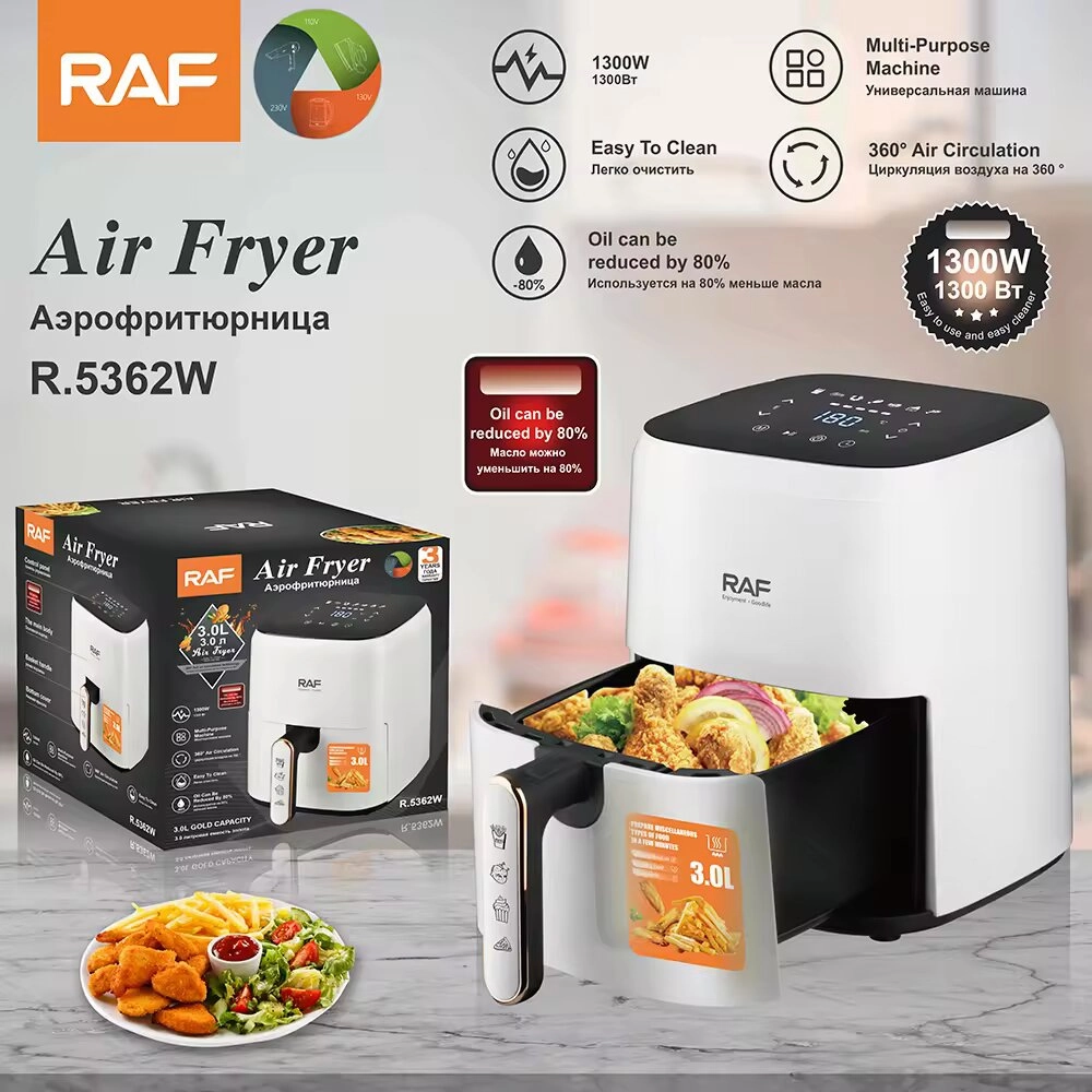 RAF Air Fryer 3L  | 1500W with Temperature Control and Multi-Purpose Functionality