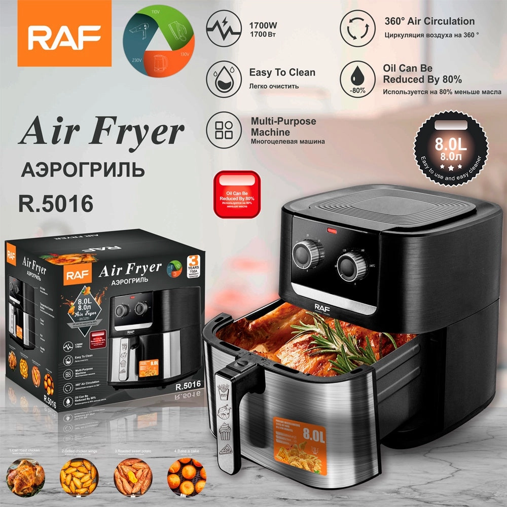 RAF Air Fryer 8L | 1700W | Adjustable Temp & Timer | Non-stick Coating | Easy to Clean