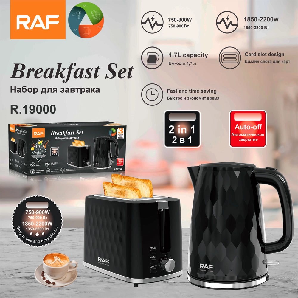 RAF Breakfast Set  2 in 1 (Kettle   Toaster) Fast and time saving 1.7L capacity