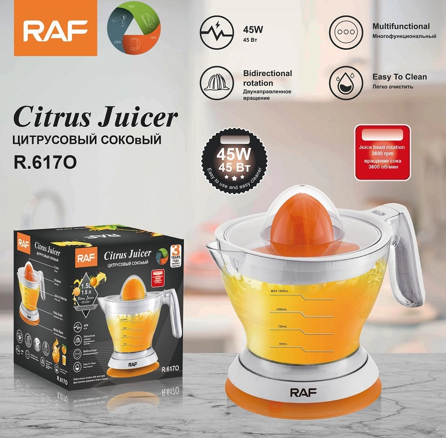 Raf Citrus Juicer, 45 Watts, 1.5Lit, White