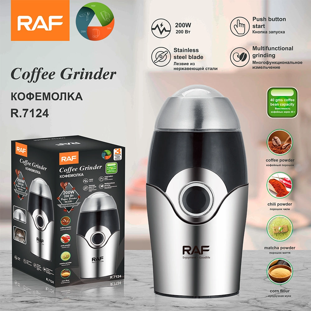 RAF Coffee Grinder | 200W | Stainless Steel Blades | Push button Start