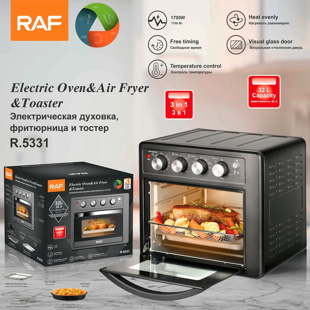 RAF Electric Oven & Air Fryer &Toaster | 32LCapacity | 1700W | Visual glass door | Temperature control