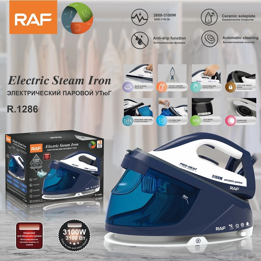 Raf Electric Steam Iron, 2400Watts, Blue
