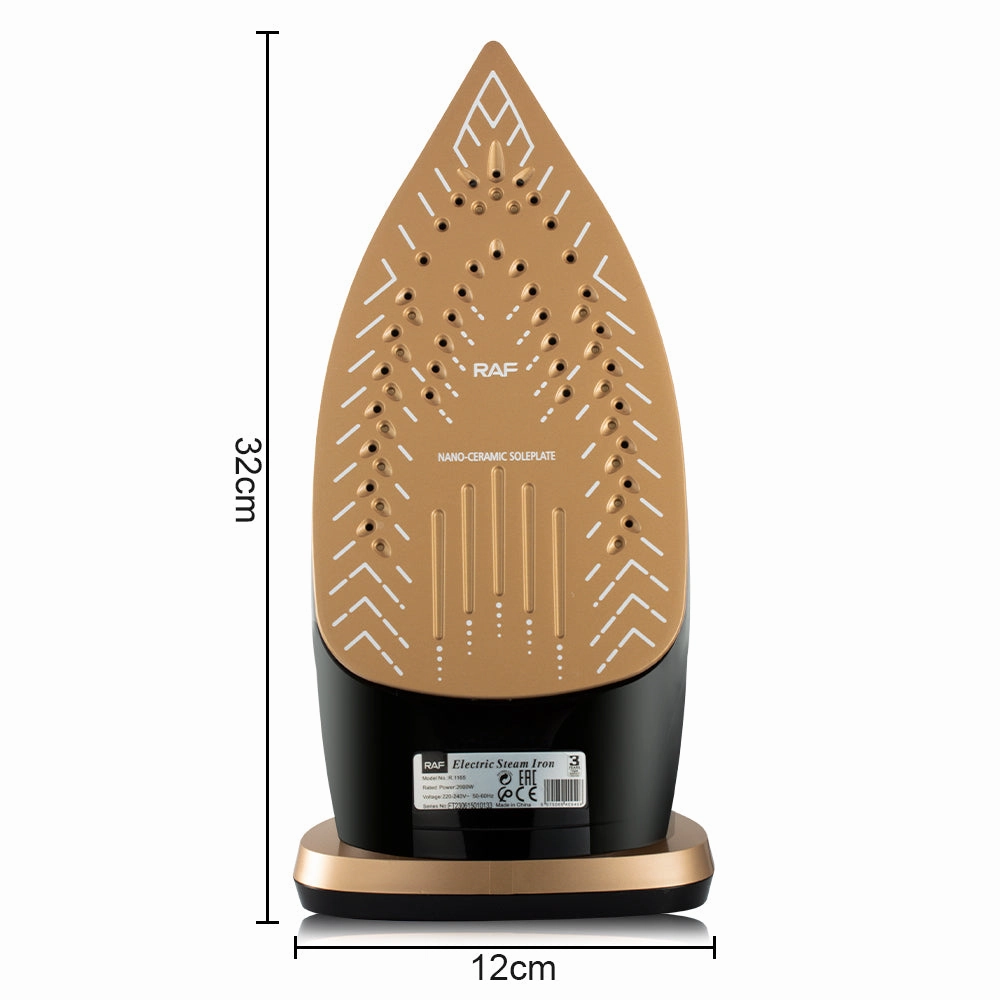 RAF Electric Steam Iron | 2600W | Vertical Steaming | Gold Ceramicbottom | ThermostatControlled