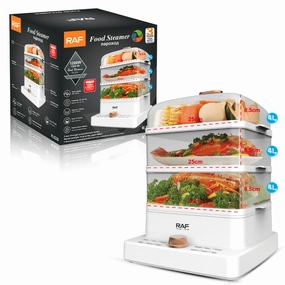 RAF Food Steamer | 12L Capacity | Rapid Steam Release | 1300 ml Volume | 1000-1200W | 220-240V~ 50/60Hz