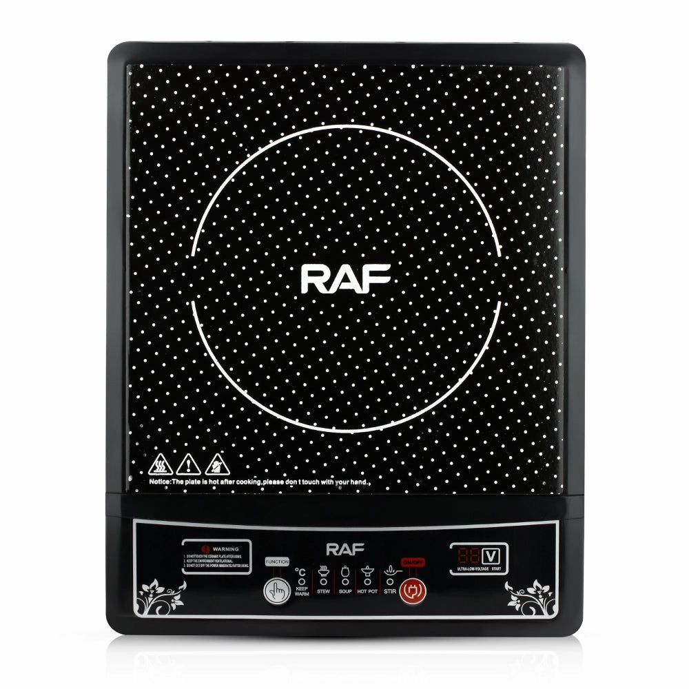 RAF Induction Cooker | 2000W | Ceramic Cooktop | 5 Functions | Key Control |  Large Firepower | Pattern Cooking