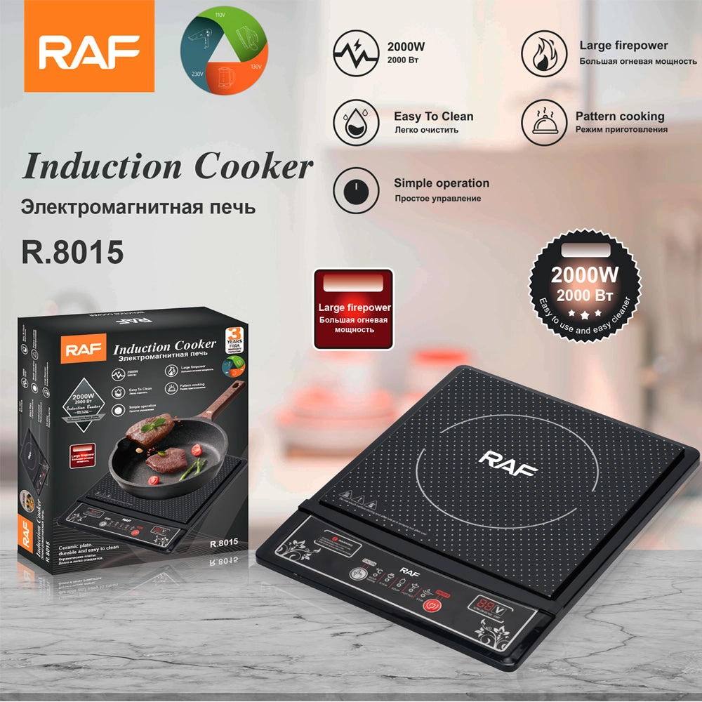 RAF Induction Cooker | 2000W | Ceramic Cooktop | 5 Functions | Key Control |  Large Firepower | Pattern Cooking
