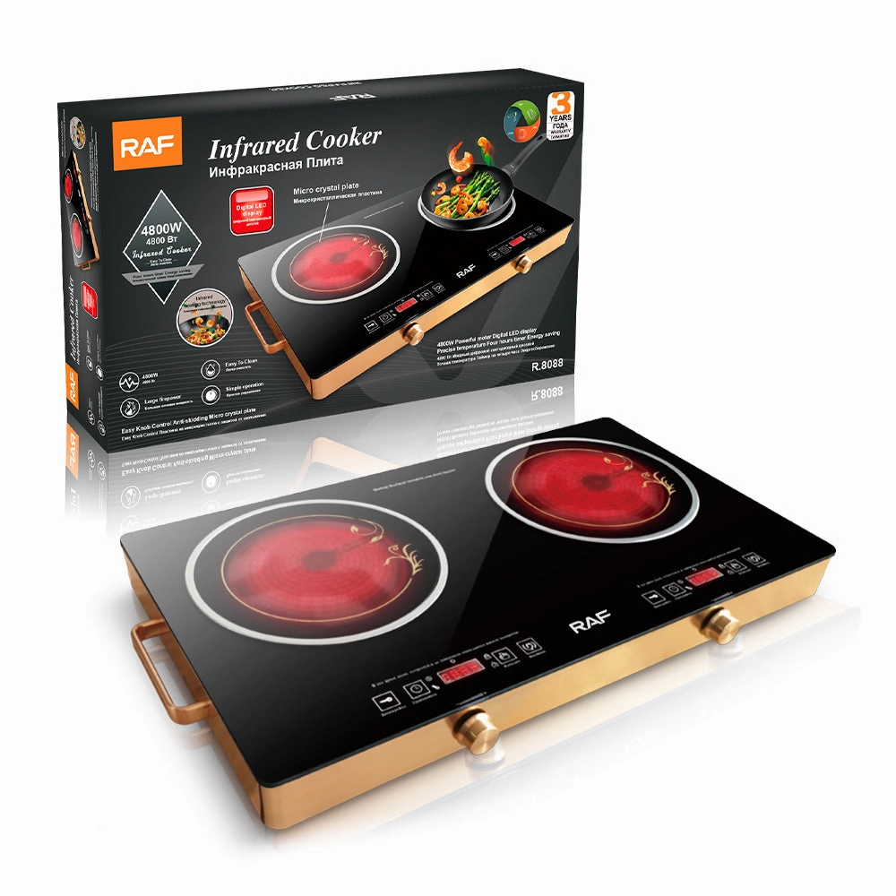 RAF Infrared Cooker 4800W | 220V | Iron Bottom Shell   Glass   Crystal Plate Material | 1.25m Power Cable | Aluminum Alloy Body