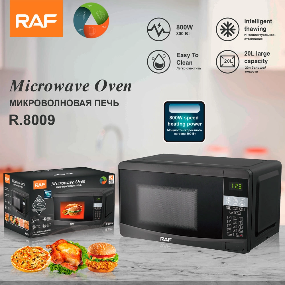 RAF Microwave Oven | 20L Capacity | 800W Speed Heating Power | Inelligent Thawing | Easy To Clean