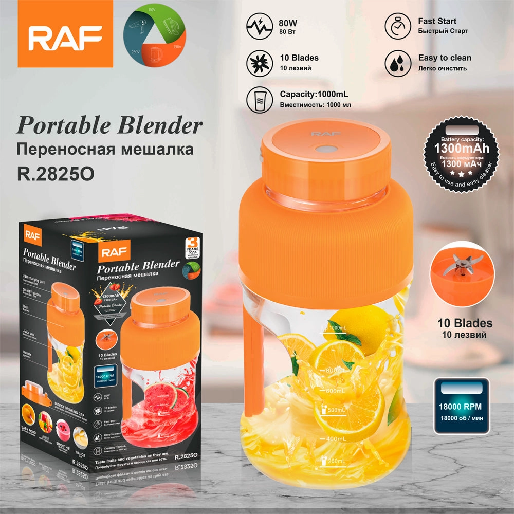 RAF Portable Blender | 1000mL Capacity | Fast Start | 10 Blades | Easy to Clean