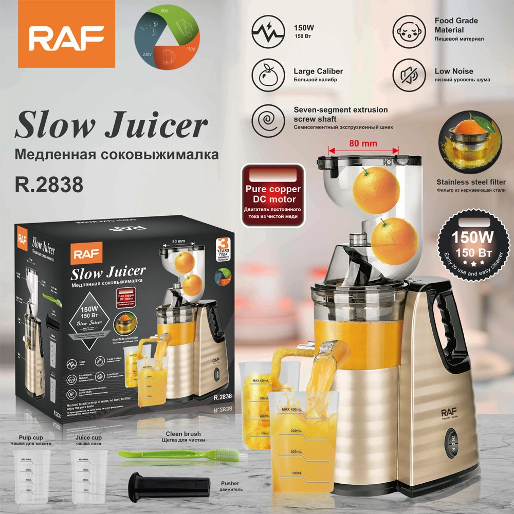 RAF Slow Juicer | Large Caliber |Food Grade Material |Stanliss Steel Filter | Low Noise. 150W