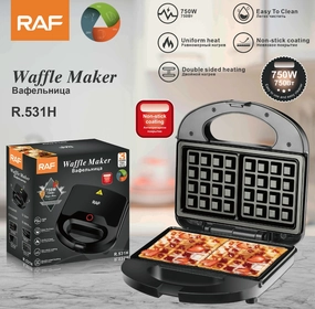 RAF Waffle Maker | 750W | Double sided heating | Uniform heat | Non-stick coating|EasyToClean