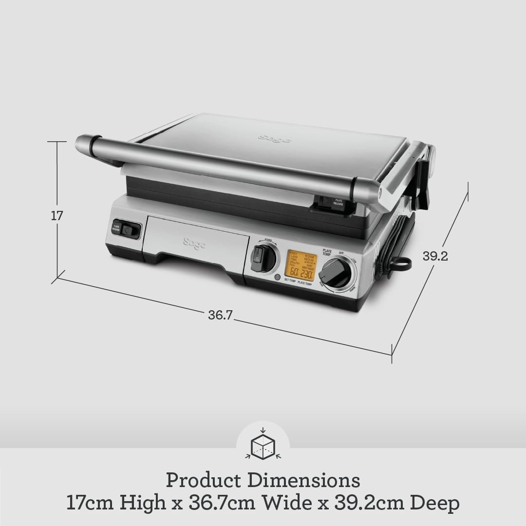 Sage 2400W Cast Aluminium Non-stick Smart Grill Pro - Brushed Stainless Steel| BGR840BSS