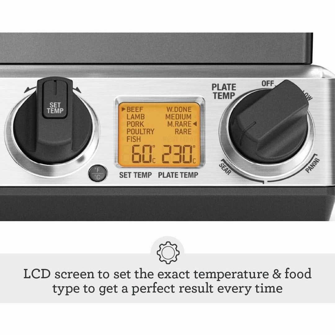 Sage 2400W Cast Aluminium Non-stick Smart Grill Pro - Brushed Stainless Steel| BGR840BSS