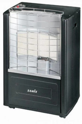 Samix Gas Heater Full Safety with Electrical Heater, 4Ceramic Plates, Black