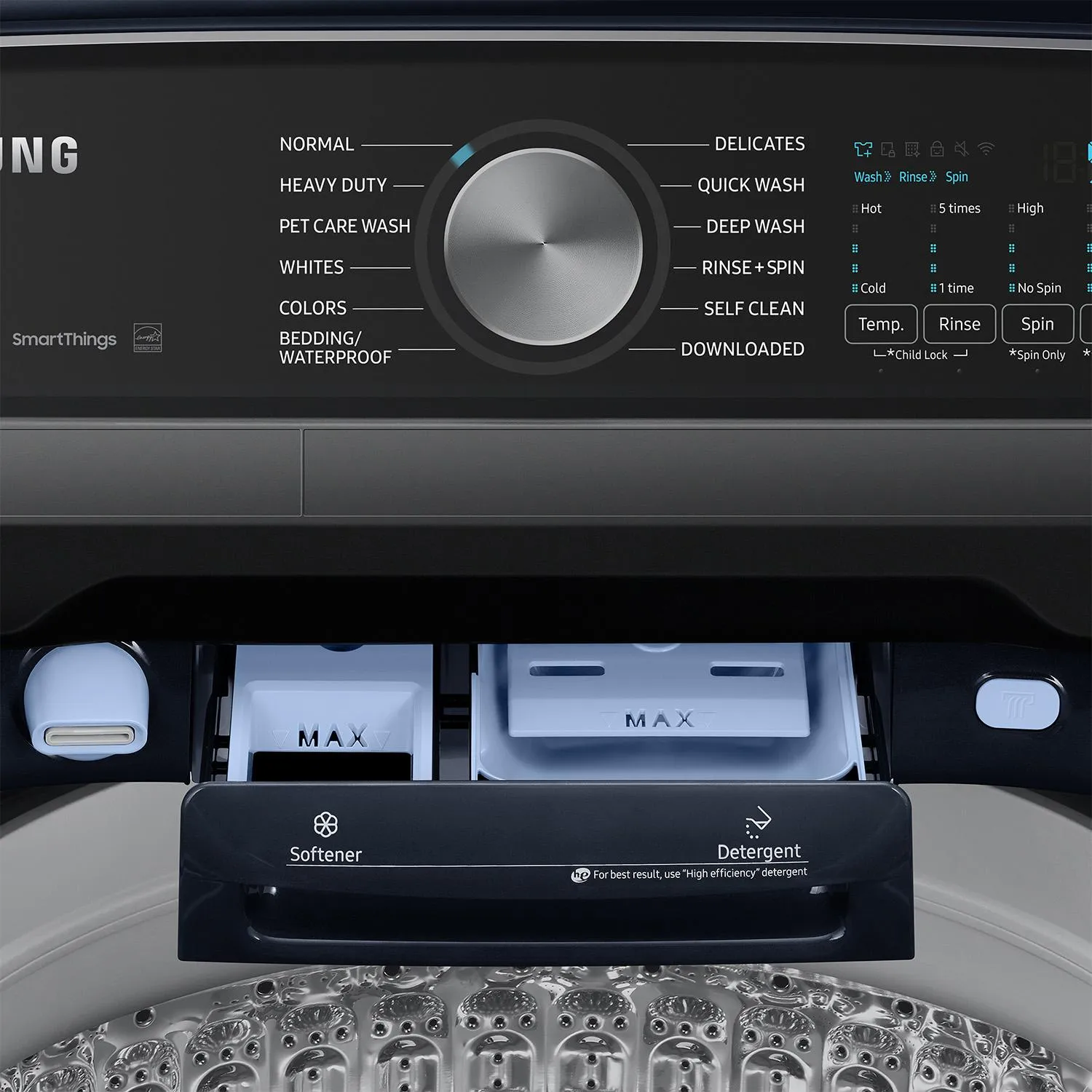 Samsung 6.2 cu. ft. Top Loading Washer with Pet Care Solution and Super Speed Wash WA54CG7150ADA4